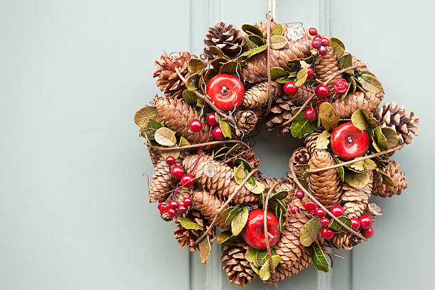 istock Cones and Apples Christmas Wreath 459442529
