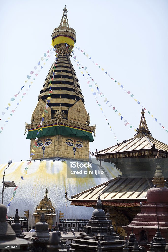 Templo de mono, religión símbolo de katmandú - Foto de stock de Nepal libre de derechos