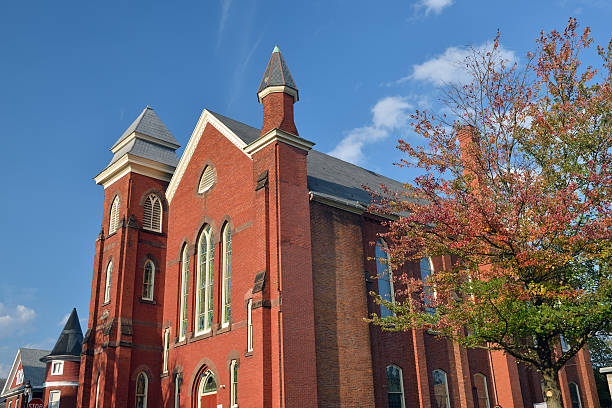 istock Red Church Building in Bellefonte 459448383