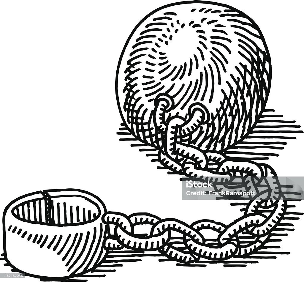 Ball And Chain Drawing Hand-drawn vector drawing of a Ball And Chain. Black-and-White sketch on a transparent background (.eps-file). Included files are EPS (v10) and Hi-Res JPG. Ball and Chain stock vector