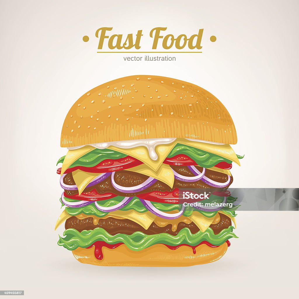 tasty burger tasty hamburger with tomatoes, cheese, sauces and meat. American Culture stock vector