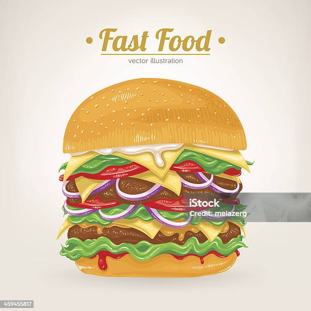 Tasty Burger Stock Illustration - Download Image Now - American Culture, Beef, Bread