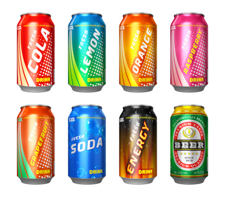 Conjunto de latas de bebidas photo