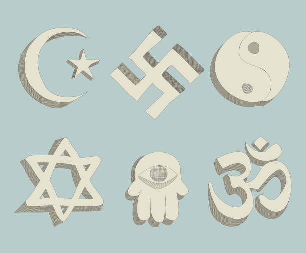 bazgroły wektor znaków religijnych - swastyka hinduska stock illustrations