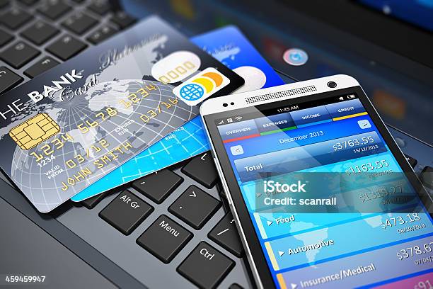 Mobile Banking Und Financekonzept Stockfoto und mehr Bilder von Bankkarte - Bankkarte, Computertastatur, Bankgeschäft