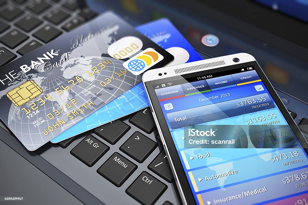 Conceito móvel de bancos e finanças - Royalty-free Atividade bancária Foto de stock Conceito móvel de bancos e finanças - Royalty-free Atividade bancária Foto de stock