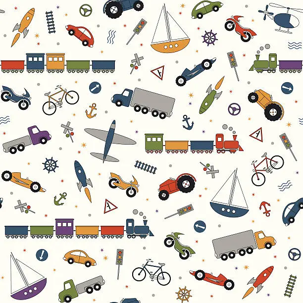 Vector illustration of transportation vehicles pattern