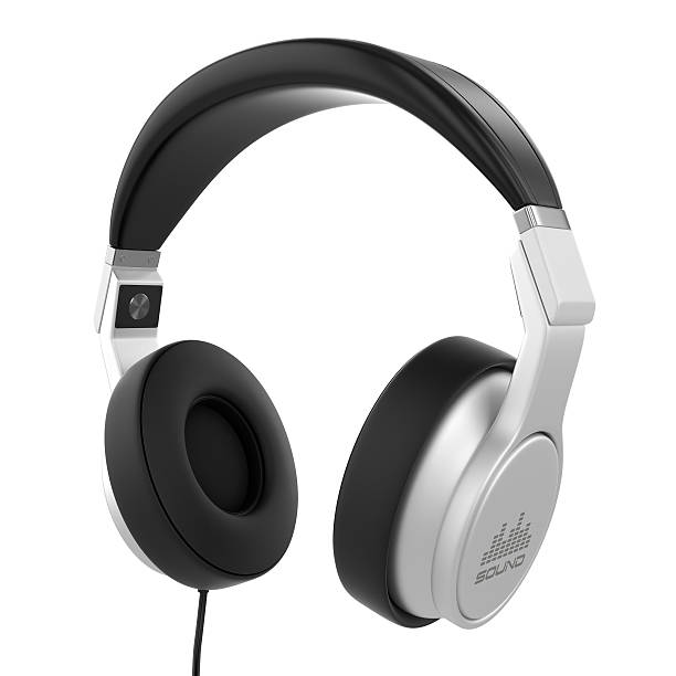 istock Silver musical headphones isolated on a white background 459464221
