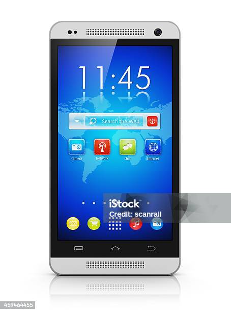 Modern Touchscreen Smartphone Stock Photo - Download Image Now - Cut Out, Mobile Phone, No People