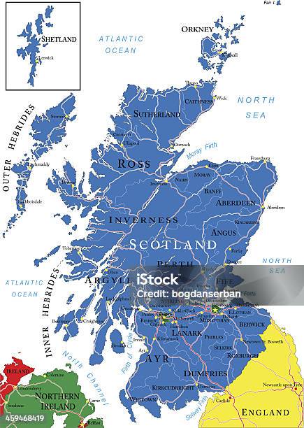 Ilustración de Mapa De Escocia y más Vectores Libres de Derechos de Mapa - Mapa, Escocia, Aberdeen - Grampianos - Escocia