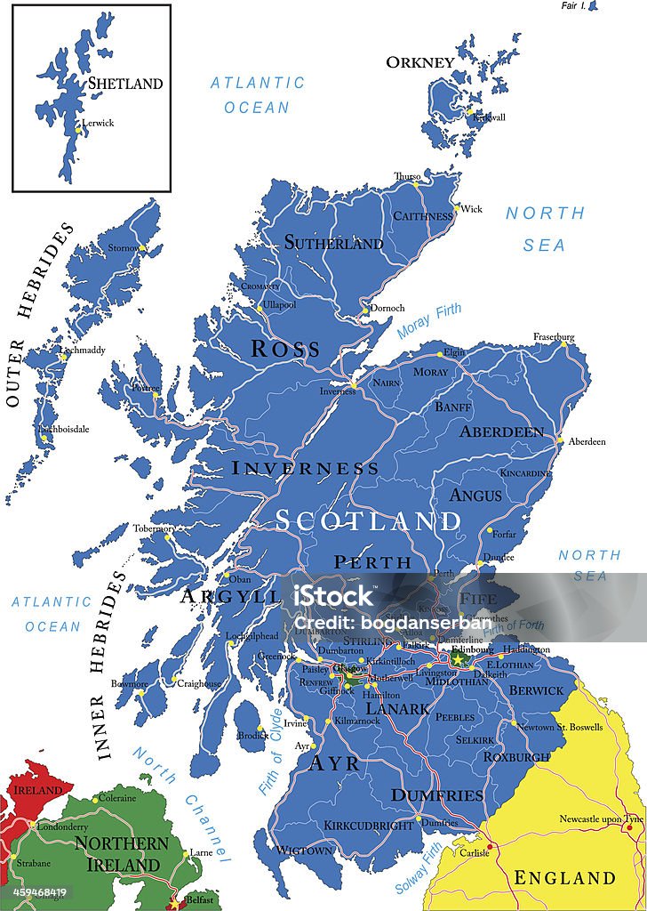 Scozia la mappa - arte vettoriale royalty-free di Carta geografica