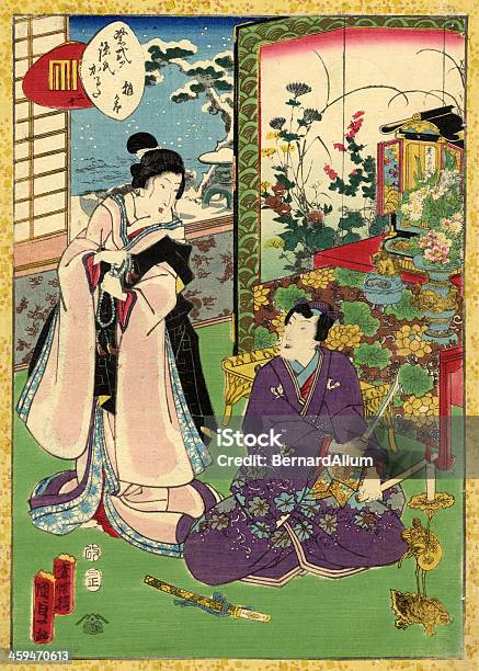 일본 전통 목판 선으로나 커플 룸 Ukiyo-e에 대한 스톡 벡터 아트 및 기타 이미지 - Ukiyo-e, 일본, 일본 문화