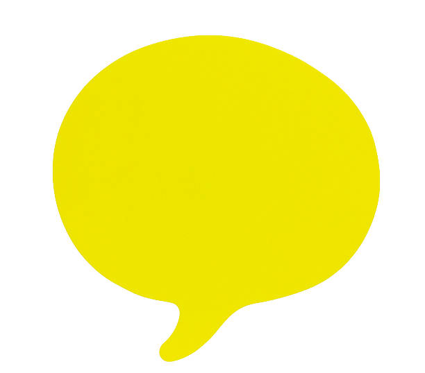 Yellow speech bubbles sticky note of cartoon and comics over white background