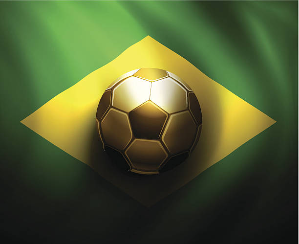World Cup 2014 Soccer ball on  flag of Brazil, World Cup 2014. Illustration contains transparency and blending effects, eps 10 world cup stock illustrations