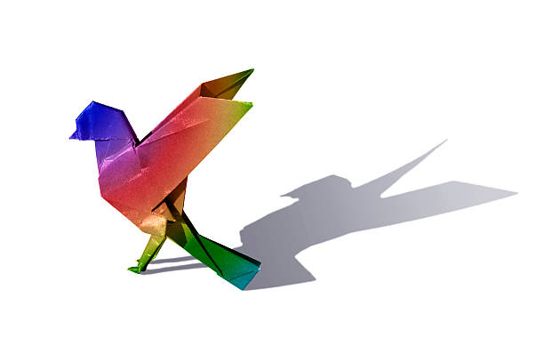 istock Rainbow Origami bird robin isoated on white 459495327