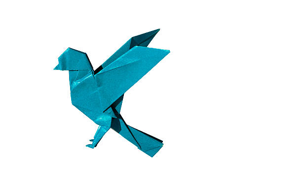 cyjan origami ptak robin isoated na białym - japan isolated origami red zdjęcia i obrazy z banku zdjęć