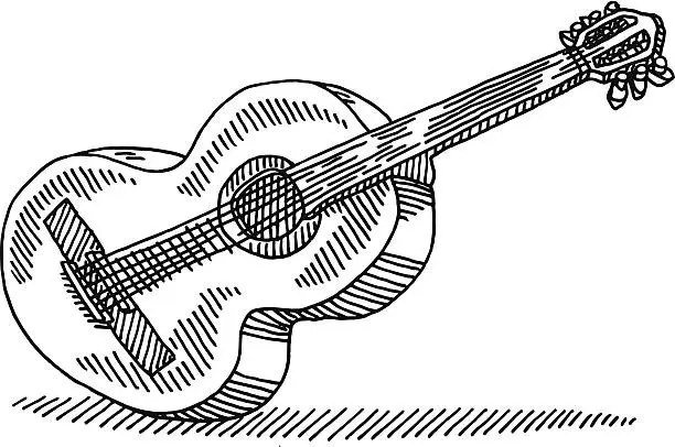 Vector illustration of Acoustic Guitar Drawing