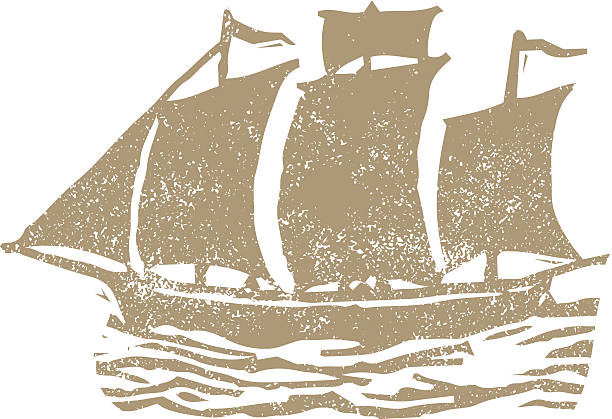 Ship stamp vector art illustration