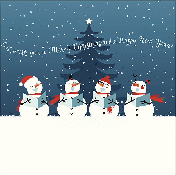 눈사람 부르는 크리스마스 carols - caroler christmas music winter stock illustrations