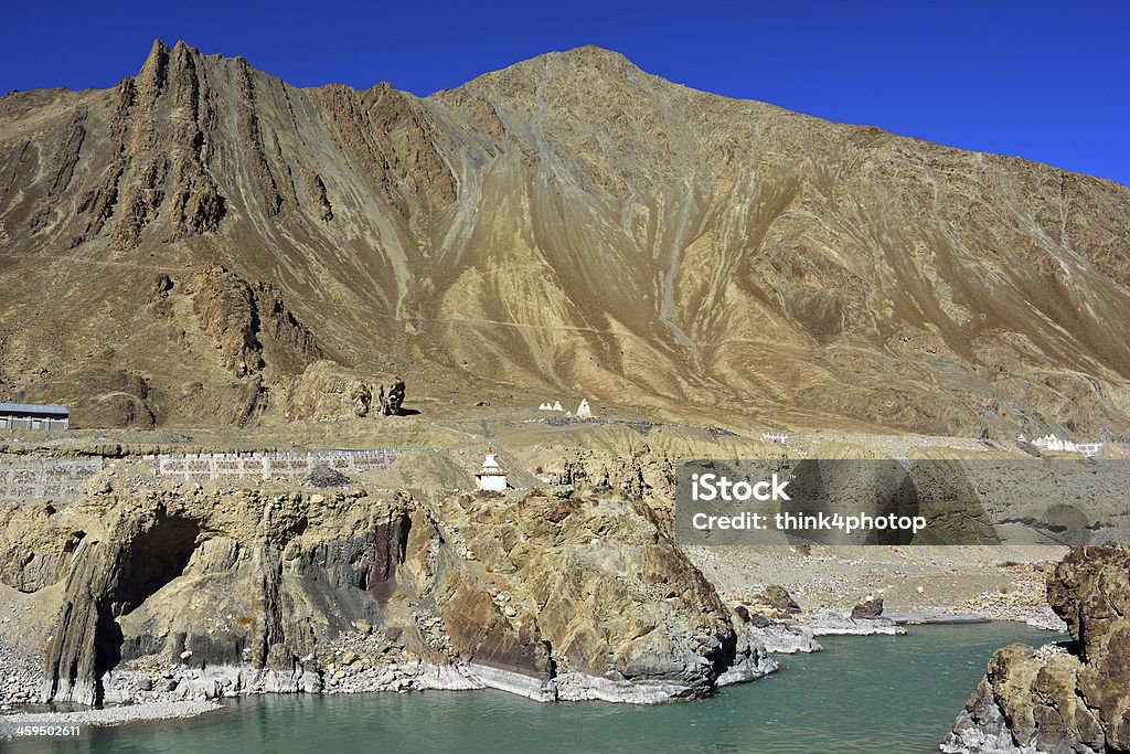 Confluence de Zanskar e Induswaters_world-rios-Leh, Ladakh, Índia - Royalty-free Ao Ar Livre Foto de stock