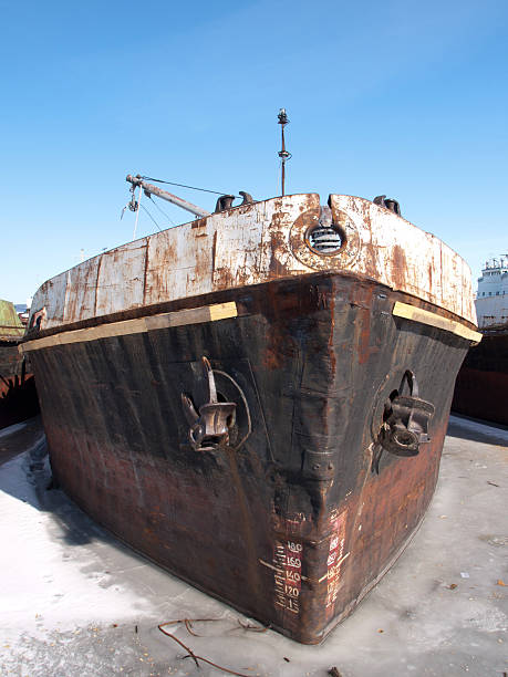 istock Old ship on the lake in winter 459503681