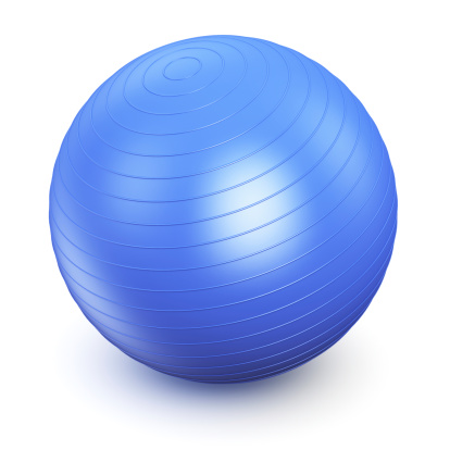 Blue fitness ball isolated on white background. See also: