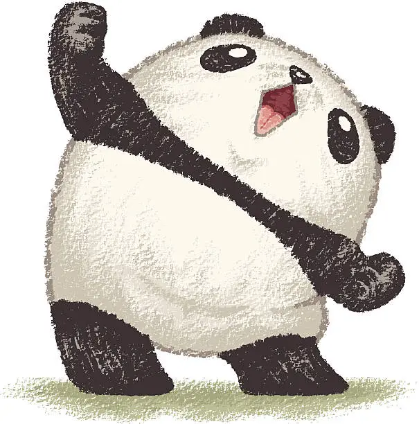 Vector illustration of Panda's joy of the victory