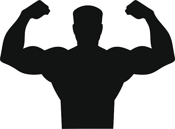 tough mann symbol - flexing muscles stock-grafiken, -clipart, -cartoons und -symbole