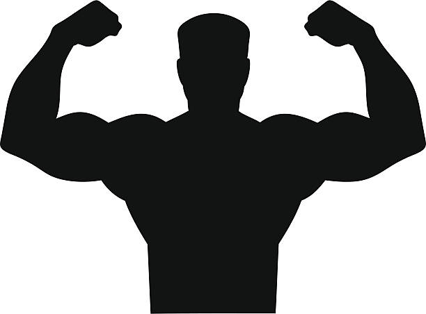 ilustraciones, imágenes clip art, dibujos animados e iconos de stock de tough man icon - flexing muscles