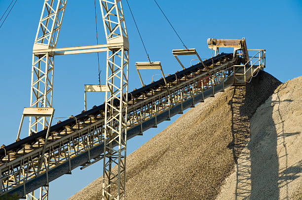 Conveyor Belt Rock Pile stock photo