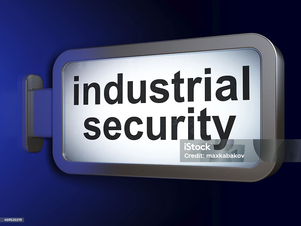 Safety concept: Industrial Security on billboard background Safety concept: Industrial Security on advertising billboard background, 3d render Abstract Stock Photo