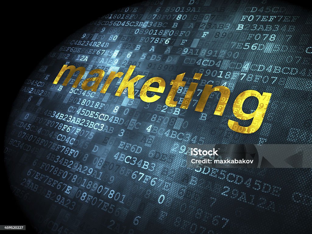 Advertising concept: Marketing on digital background Advertising concept: pixelated words Marketing on digital background, 3d render Abstract Stock Photo