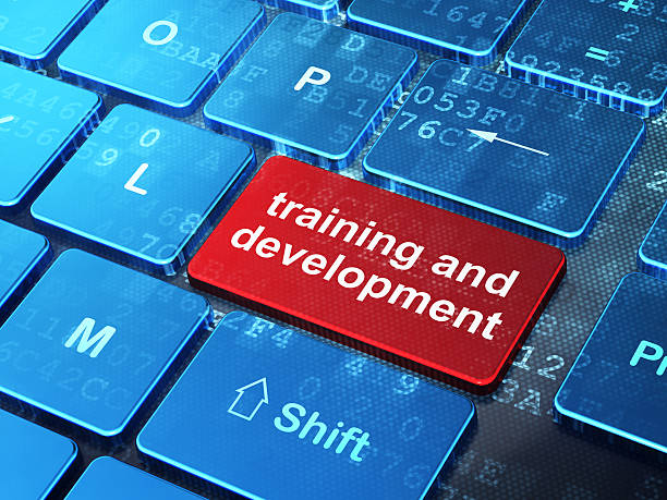 교육 컨셉입니다: 교육 및 개발 컴퓨터 키보드 - business meeting training sports training 뉴스 사진 이미지