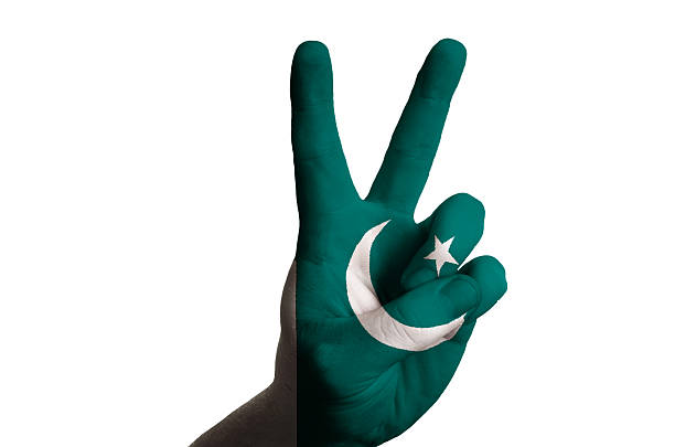 istock pakistan national flag two finger up gesture for victory 459520627
