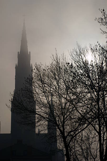 istock Church in the fog 459521497
