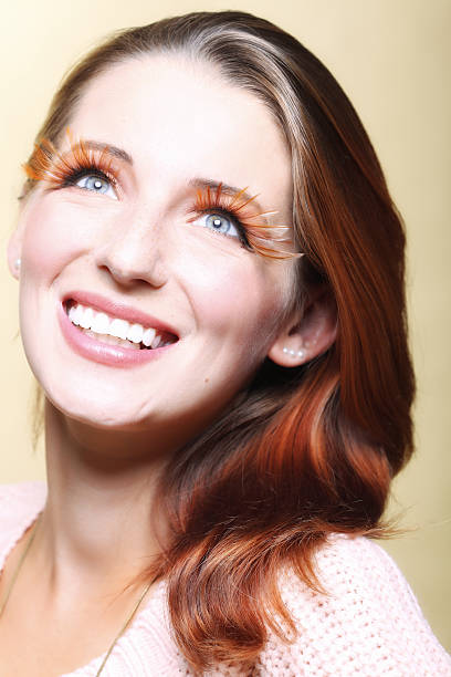 istock Autumn woman stylish creative make up false eye lashes 459559819
