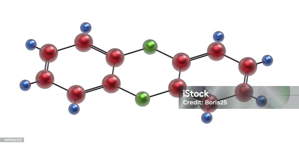 Molecule of dioxin Molecule of dioxin, 3D render, isolated on white Dioxin Stock Photo