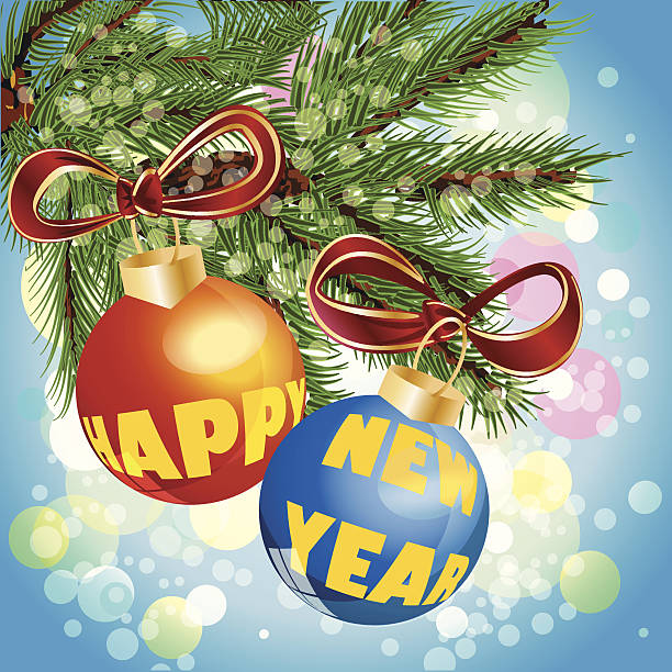 istock Happy New Year balls on the Christmas tree. Vector illustration 459567953