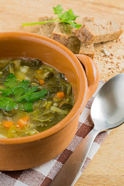 istock Soup with crouton and seeds 459570507