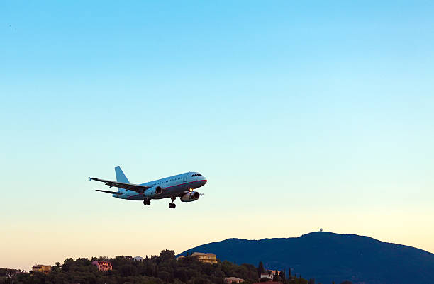 istock Landing of airplane, Corfu 459570947