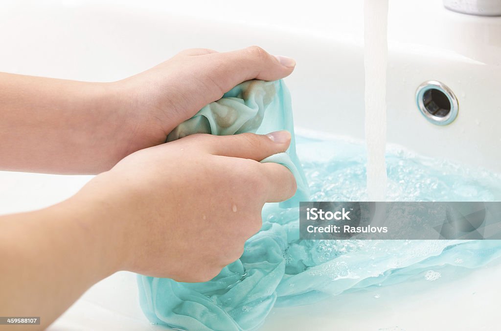clothes to wash hands Stain Test Stock Photo