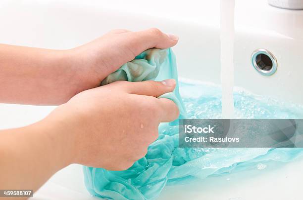 Clothes To Wash Hands Stock Photo - Download Image Now - Stain Test, Blue, Clothing