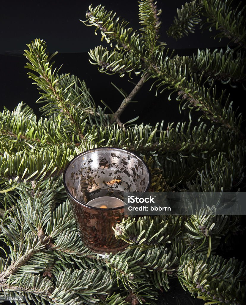 noel candle on pine tree background Christmas Stock Photo