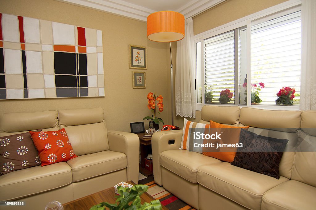 modern living room with colors combined in all items Aerodynamic Stock Photo