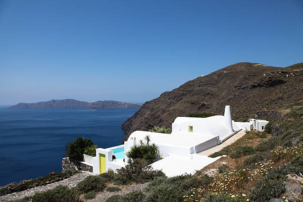 istock Villa on Santorini island 459595679