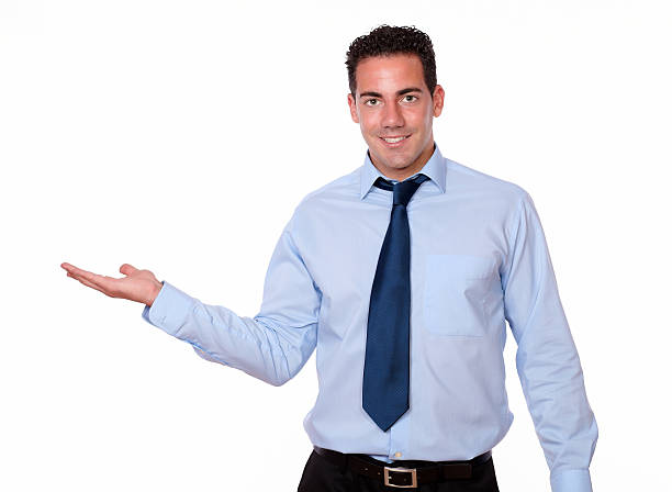 istock Gorgeous man holding out his right palm 459596027