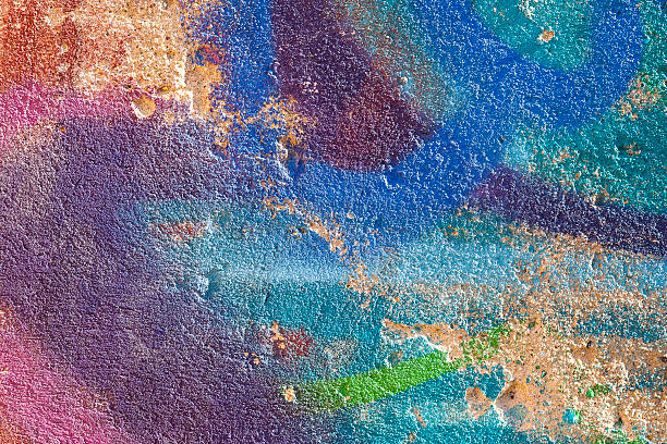 wand gemalt in verschiedenen pastelltönen. - graffiti surface level color image paint stock-fotos und bilder