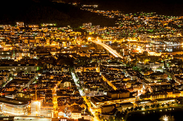 istock Night panorama of Bergen. 459615613