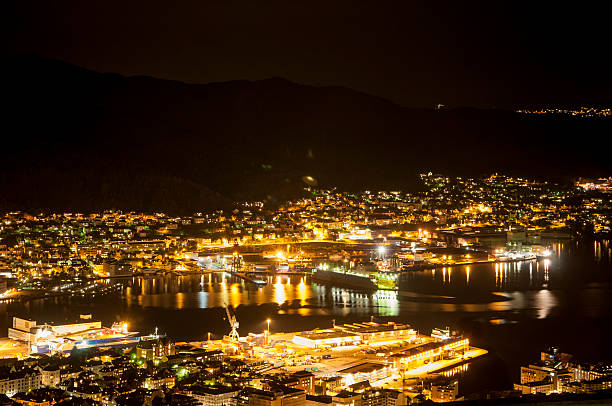 istock Night panorama of Bergen. 459615719
