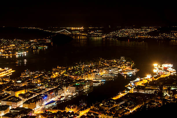 istock Night panorama of Bergen. 459615887
